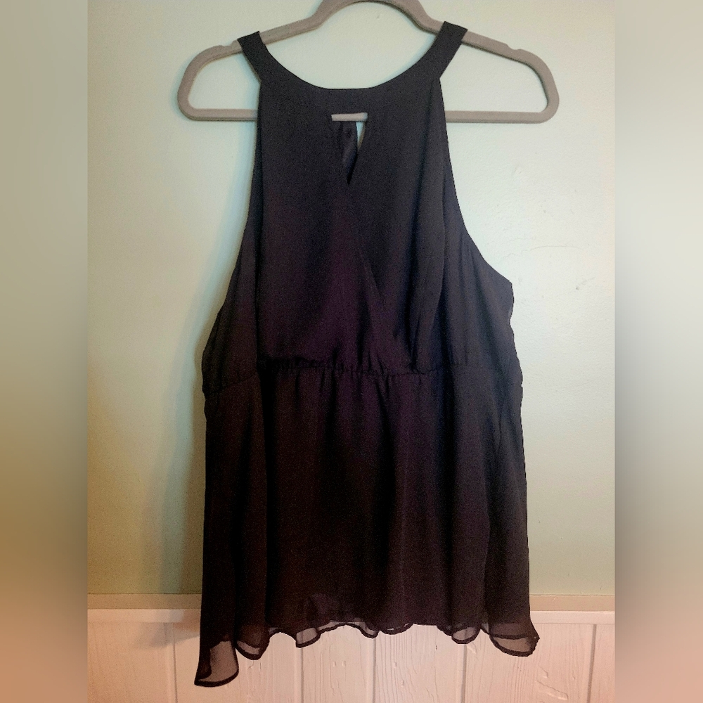 Torrid Black Chiffon Peplum Top
